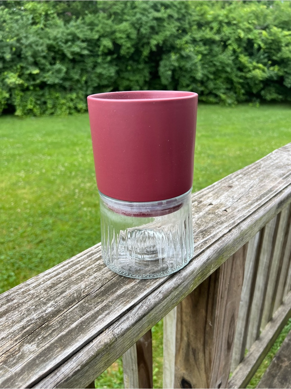 Ceramic-Topped Glass Planter - Mauve